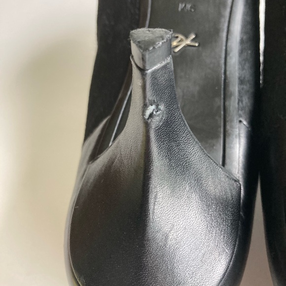 Kenneth Cole Black Genuine Leather Real Fur Point Toe Heeled Ankle Boots size 9 - Picture 11 of 16